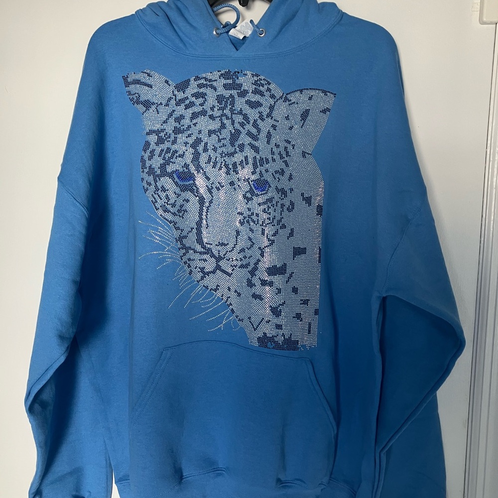 BIG & TALL Blue Leopard Graphic Hoodie NWT